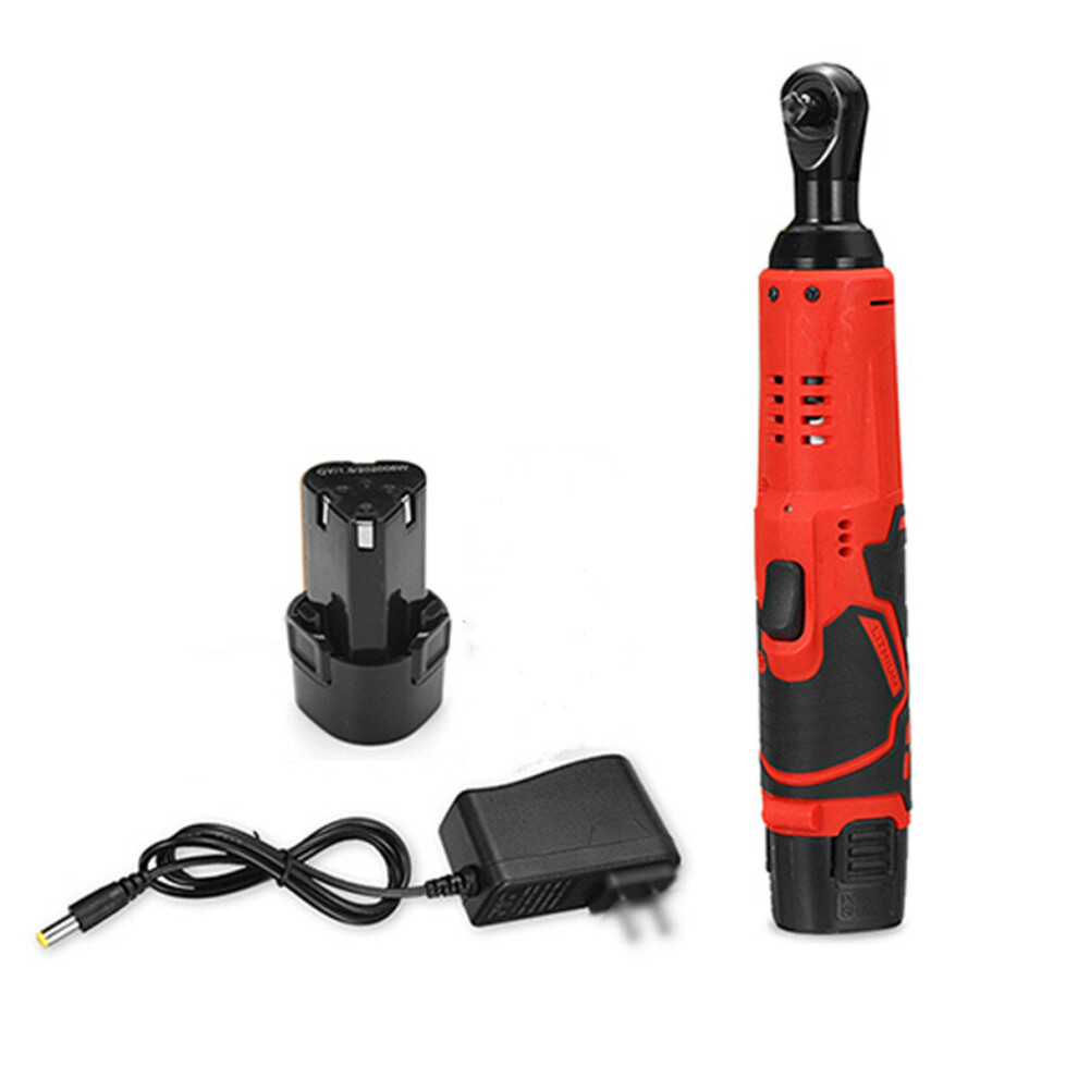(Red, One Battery) 12V 4000mAh 3/8" 65N.m Battery Ratchet Handheld Electric Wrench Set with 1/ 2 Batteries