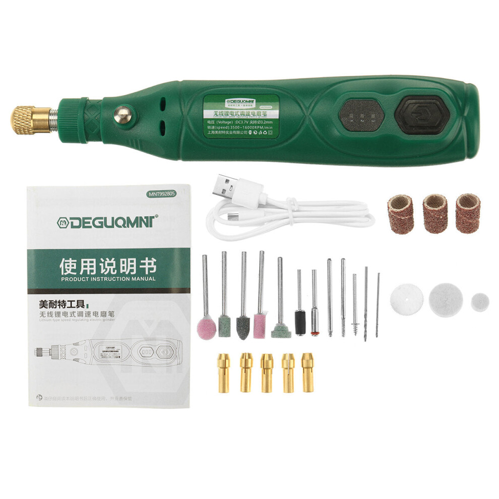 3 Speeds USB Rechargeable Electric Rotary Tool Drill Grinder Set Metal Wood Jewelry Polishing Engraving Tool