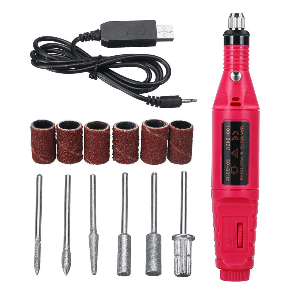 (Red) USB Mini Electric Grinder Engraving Pen Milling Rotary Drill Grinder Tool Milling Polishing Drilling Cutting Engraving Tool