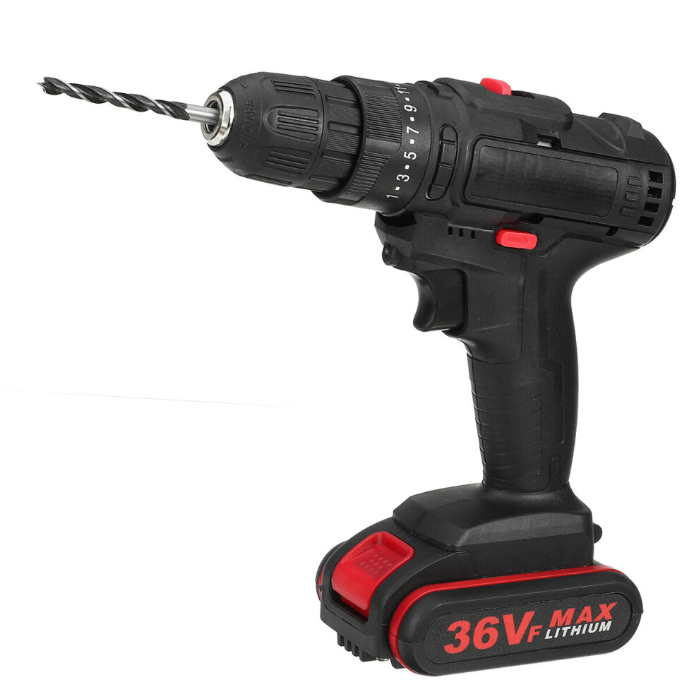 (AU Plug) 36V Cordless Electric Impact Hammer LED Light Drill Screwdriver With 2 Battery Household Power Tools