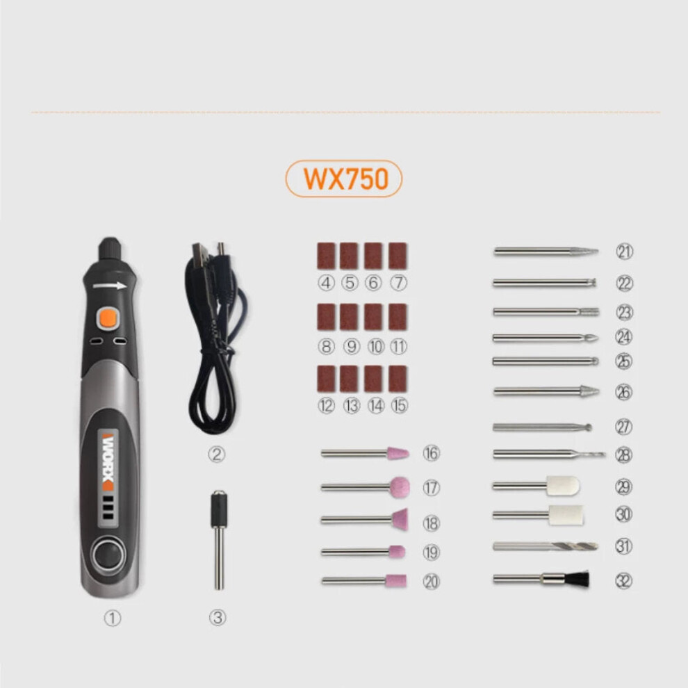 (WX750) 8V Rotary Tool USB Charger Electric Mini Drill Variable Speed Cordless Rotary Tool