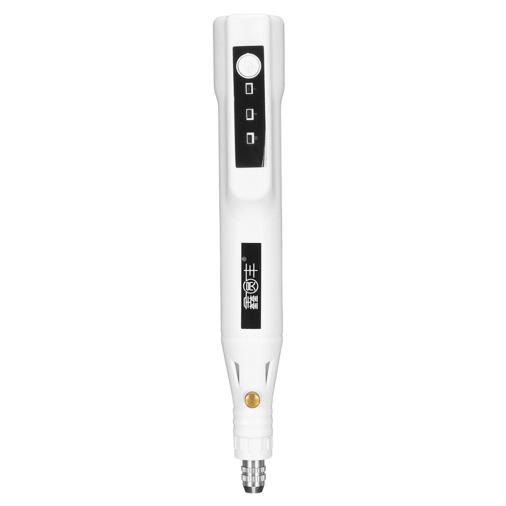(White) 25000RPM Portable Mini Electric Grinder 3 Gears Carving Rotary Pen Drill Engraving Grinding Tool