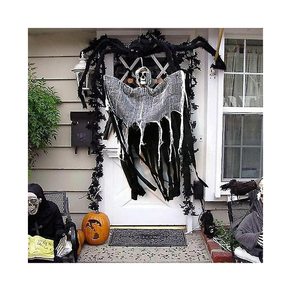 Halloween Hanging Skeleton Ghost Decorations Halloween Outdoor Indoor Haunted House Patio Decorations With Spiders