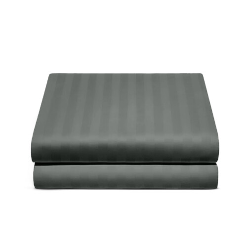 (Extra Deep Double Fitted Sheet, Charcoal Bed Sheet 40cm Stripe Pattern) 40cm Stripe Fitted Bed Sheets Single Double King 2