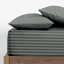 (Extra Deep King Fitted Sheet, Charcoal Bed Sheet 40cm Stripe Pattern) 40cm Stripe Fitted Bed Sheets Single Double King