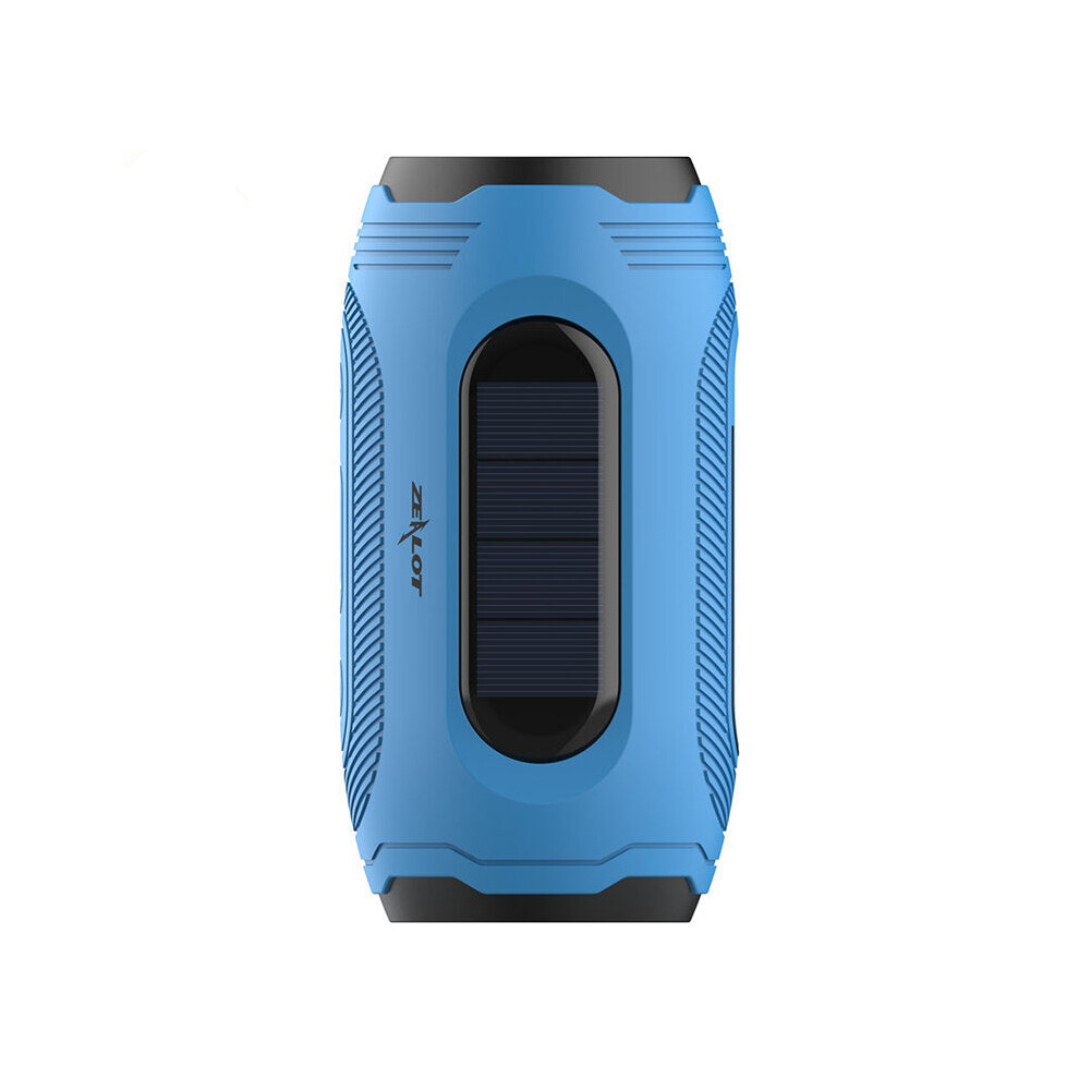 (Blue) Wireless Tooth Speaker Solar Charging Flashlight Outdoor Ipx5 Waterproof Stereo Sound Rechargeable Battery With Microphone Blue 6112212093757