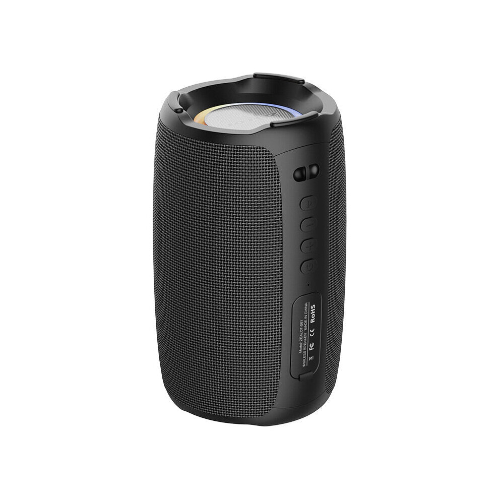 (Black) Bluetooth Speaker Portable Speaker Double Bass Diaphragm RGB Light TWS TF Card AUX Wireless Subwoofer Outdoor Speaker