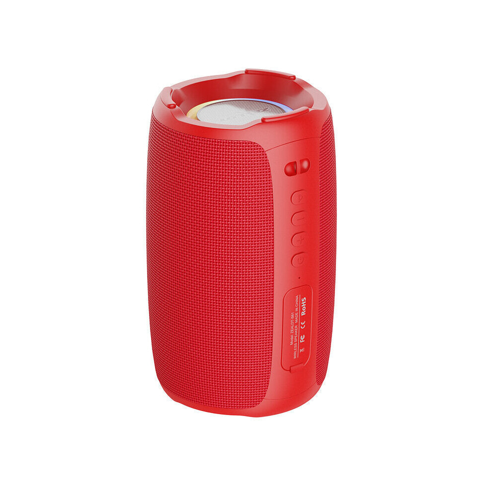 (Red) Bluetooth Speaker Portable Speaker Double Bass Diaphragm RGB Light TWS TF Card AUX Wireless Subwoofer Outdoor Speaker