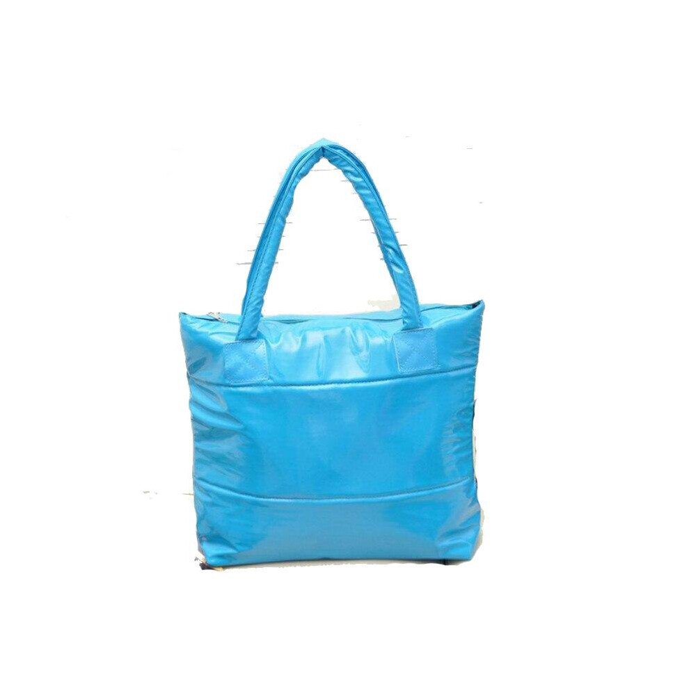 (sky Blue) Fashion Handbag Single Shoulder Tote Women Space Pad Cotton Feather Down Bag Bucket Handbag