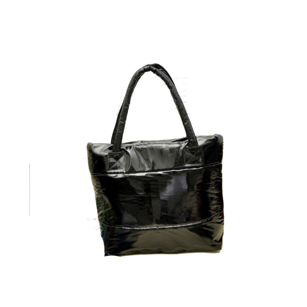 (Black) Fashion Handbag Single Shoulder Tote Women Space Pad Cotton Feather Down Bag Bucket Handbag