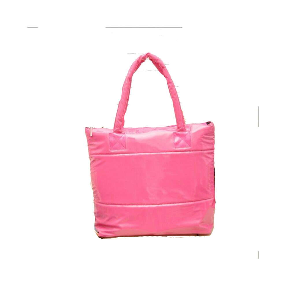 (Rose Pink) Fashion Handbag Single Shoulder Tote Women Space Pad Cotton Feather Down Bag Bucket Handbag