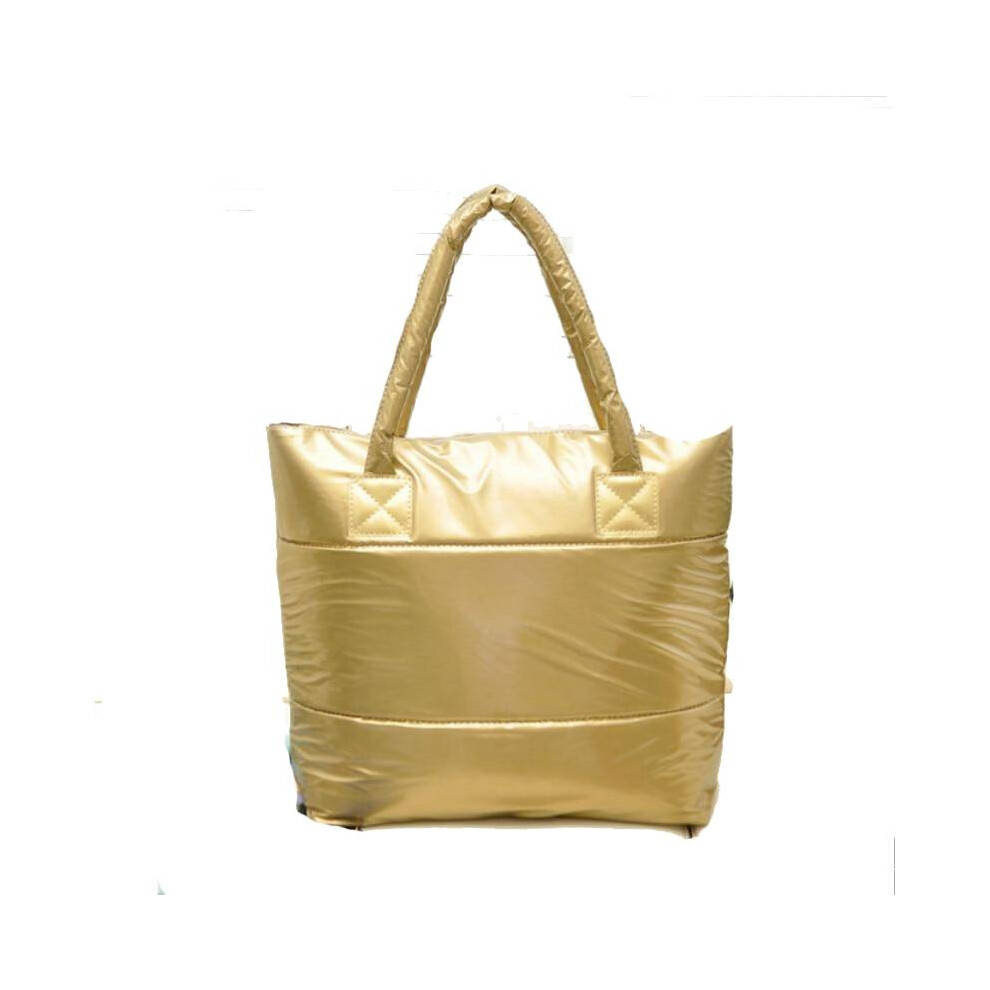 (Gold) Fashion Handbag Single Shoulder Tote Women Space Pad Cotton Feather Down Bag Bucket Handbag