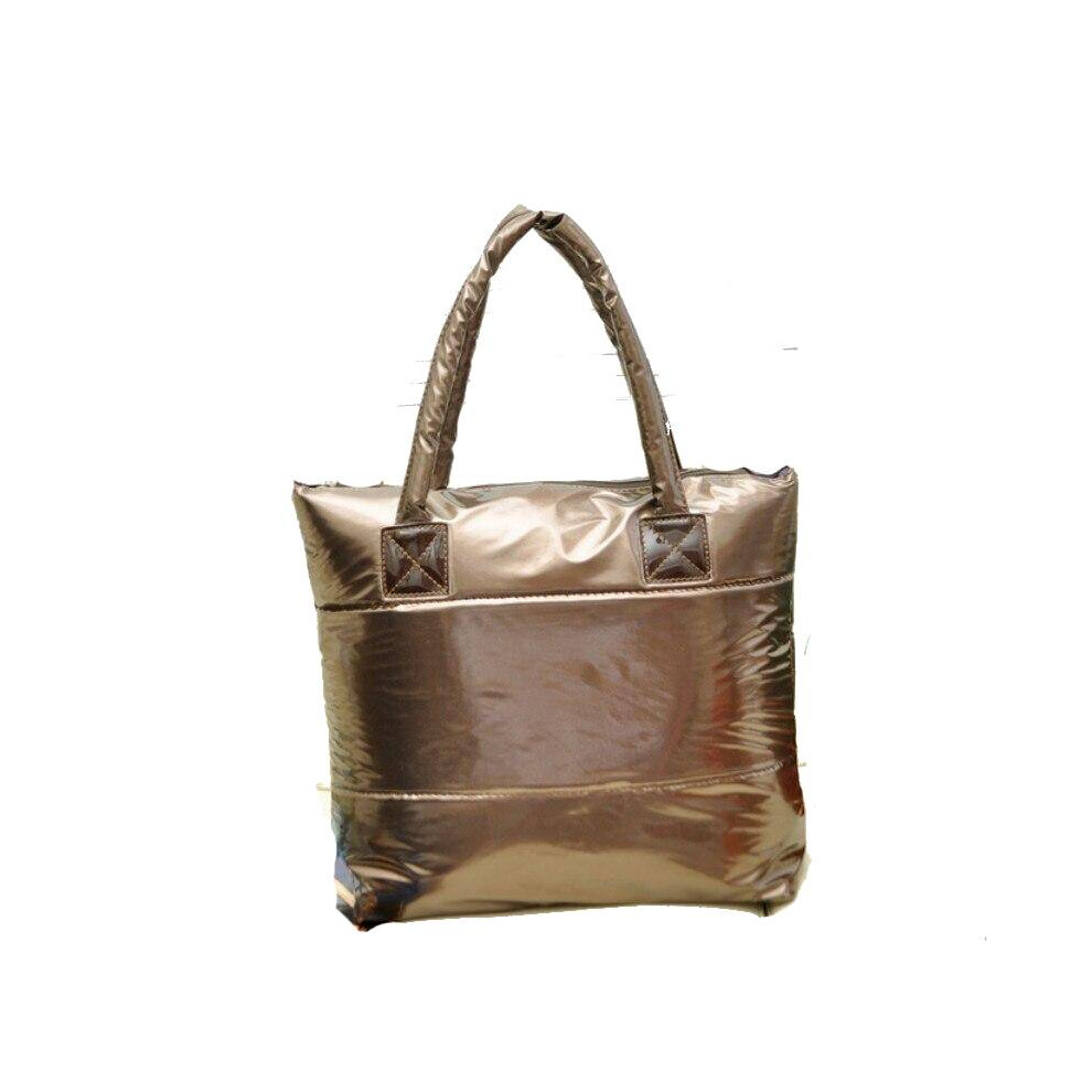 (Brown) Fashion Handbag Single Shoulder Tote Women Space Pad Cotton Feather Down Bag Bucket Handbag