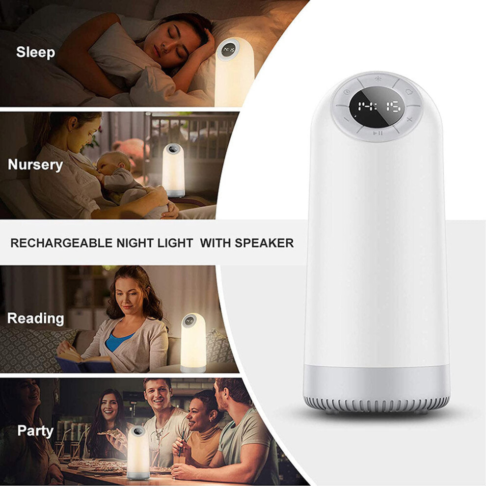 Wireless Bluetooth 5.0 Speaker Tws Interconnection Audio Alarm Clock With Fm Function Three Gears Lighting Adjustable 360 Surround Stereo 6112212093405