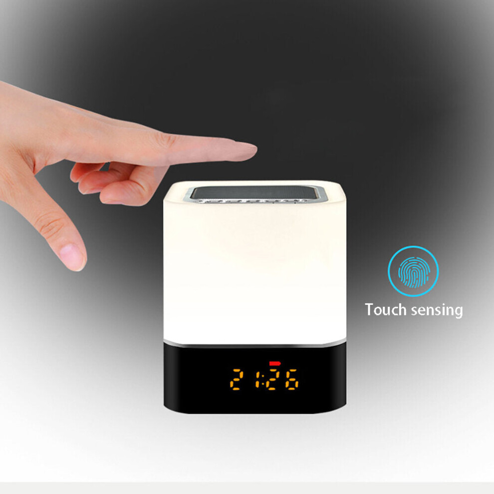 Wireless Bluetooth Speaker 5 in 1 Hi-Fi Speaker 7 Color Bedside Lamp Digital Calendar Alarm Clock Touch Control Support TF SD