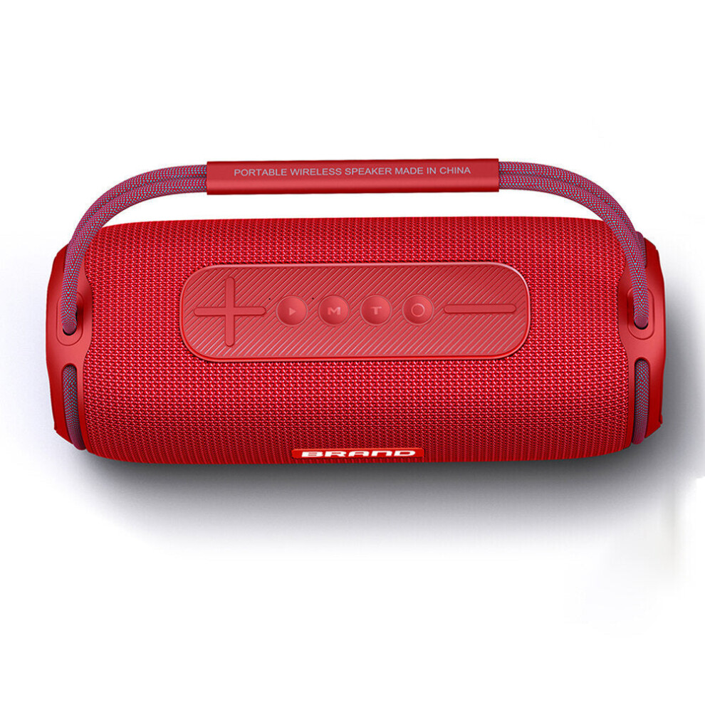 (Red) Bluetooth Speaker Wireless Speakers Double Units Bass TF Card IPX6 Waterproof Subwoofer Outdoor Portable Speaker with Mic