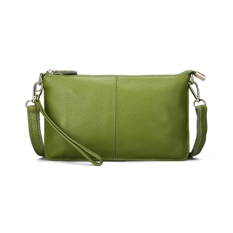 (Green) Women Genuine Leather Day Clutches Candy Color Bags Women's Fashion Crossbody Bags Small Clutch Bags