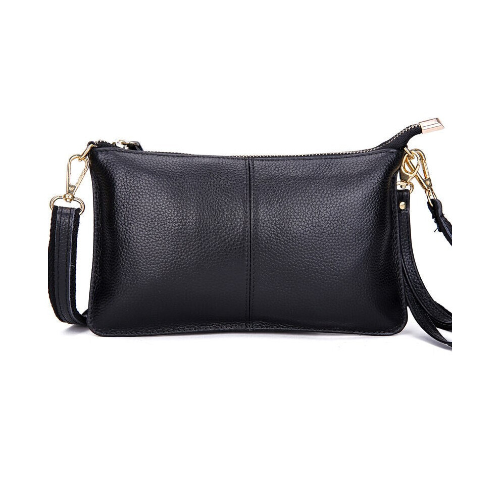 (Black) Women Genuine Leather Day Clutches Candy Color Bags Women's Fashion Crossbody Bags Small Clutch Bags