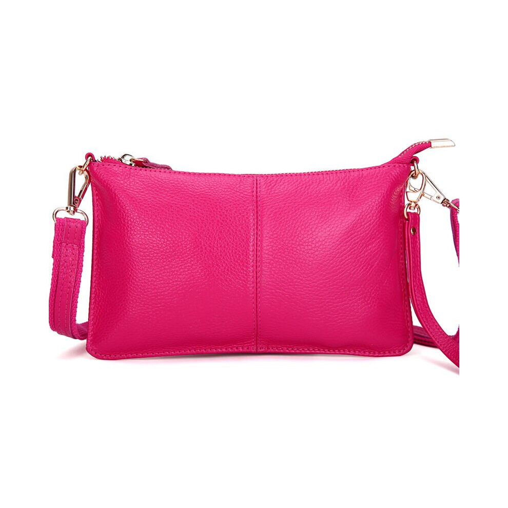 (Rose) Women Genuine Leather Day Clutches Candy Color Bags Women's Fashion Crossbody Bags Small Clutch Bags