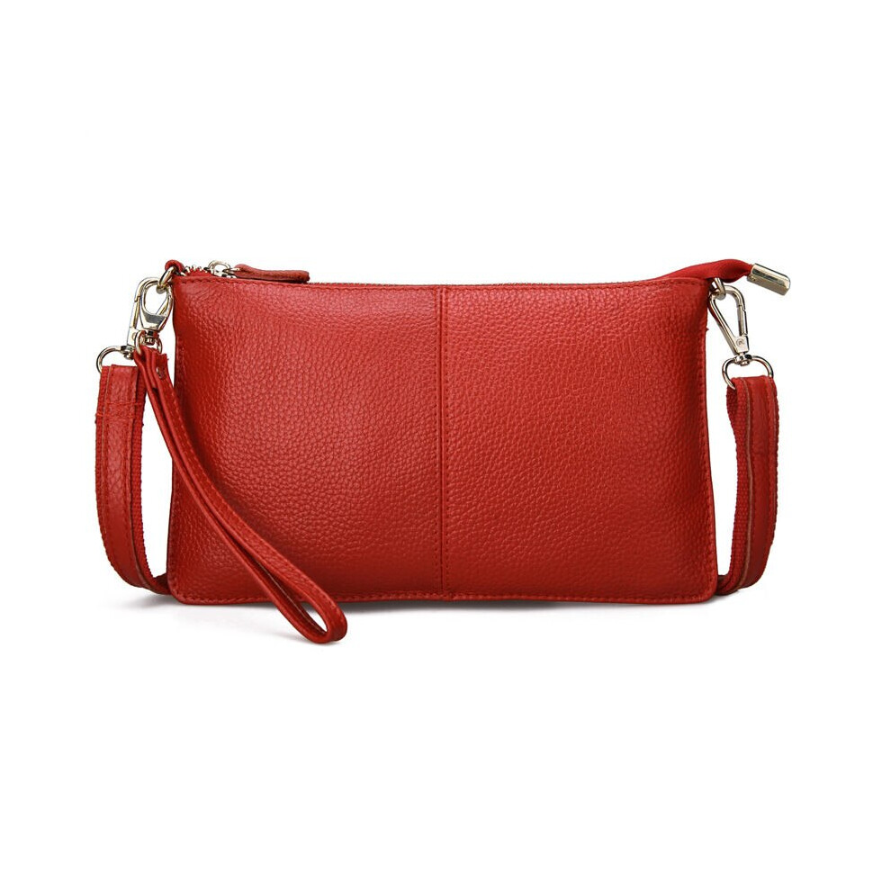 (Red) Women Genuine Leather Day Clutches Candy Color Bags Women's Fashion Crossbody Bags Small Clutch Bags