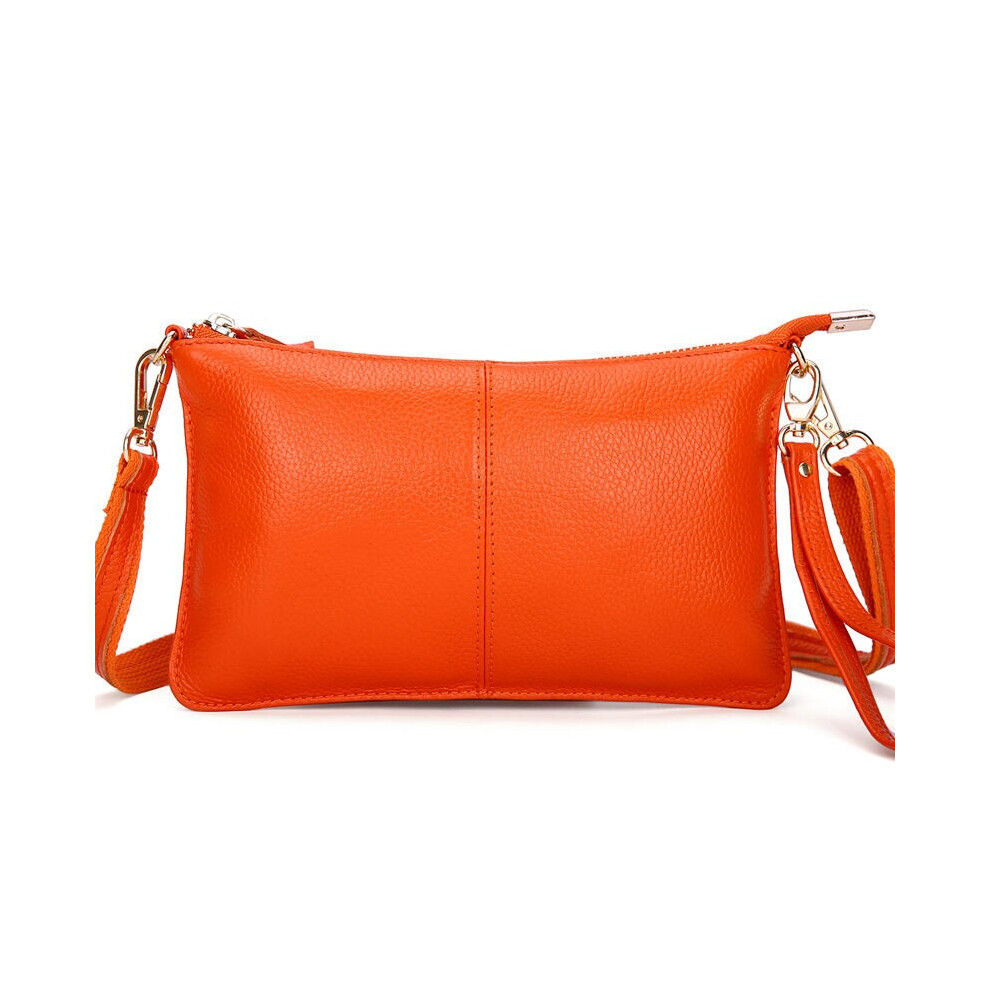 (Orange) Women Genuine Leather Day Clutches Candy Color Bags Women's Fashion Crossbody Bags Small Clutch Bags