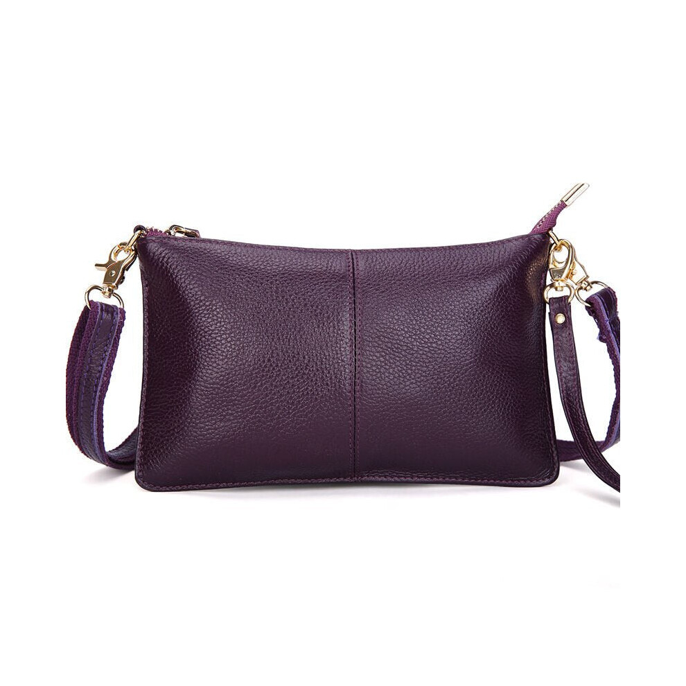 (Purple) Women Genuine Leather Day Clutches Candy Color Bags Women's Fashion Crossbody Bags Small Clutch Bags