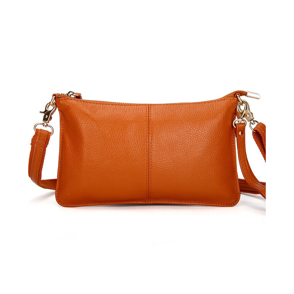 (Brown) Women Genuine Leather Day Clutches Candy Color Bags Women's Fashion Crossbody Bags Small Clutch Bags