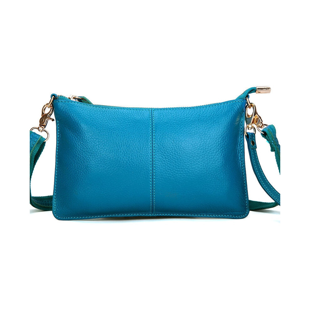 (Blue) Women Genuine Leather Day Clutches Candy Color Bags Women's Fashion Crossbody Bags Small Clutch Bags