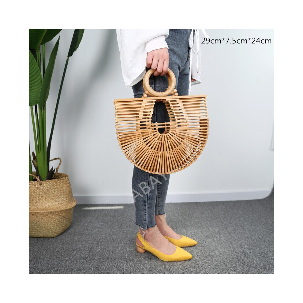 (Y2) new Women's bamboo handbag Bohemia holiday beach bag Women's hollow woven rattan bag