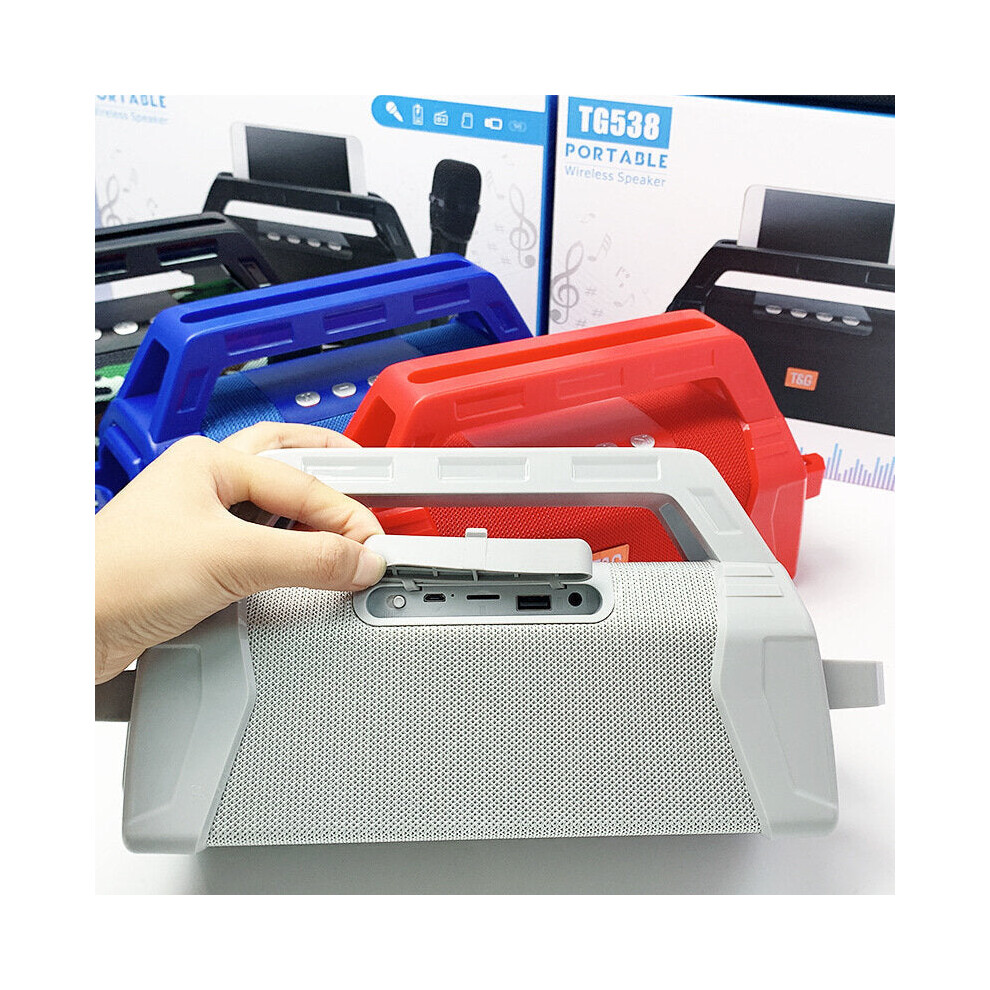 (Grey) Outdoor Portable Bluetooth Speaker Subwoofer Wireless Karaoke Square Dance Sound Support TF FM Radio Card with Microphone-image-OPC-PFKBGWB-NEW