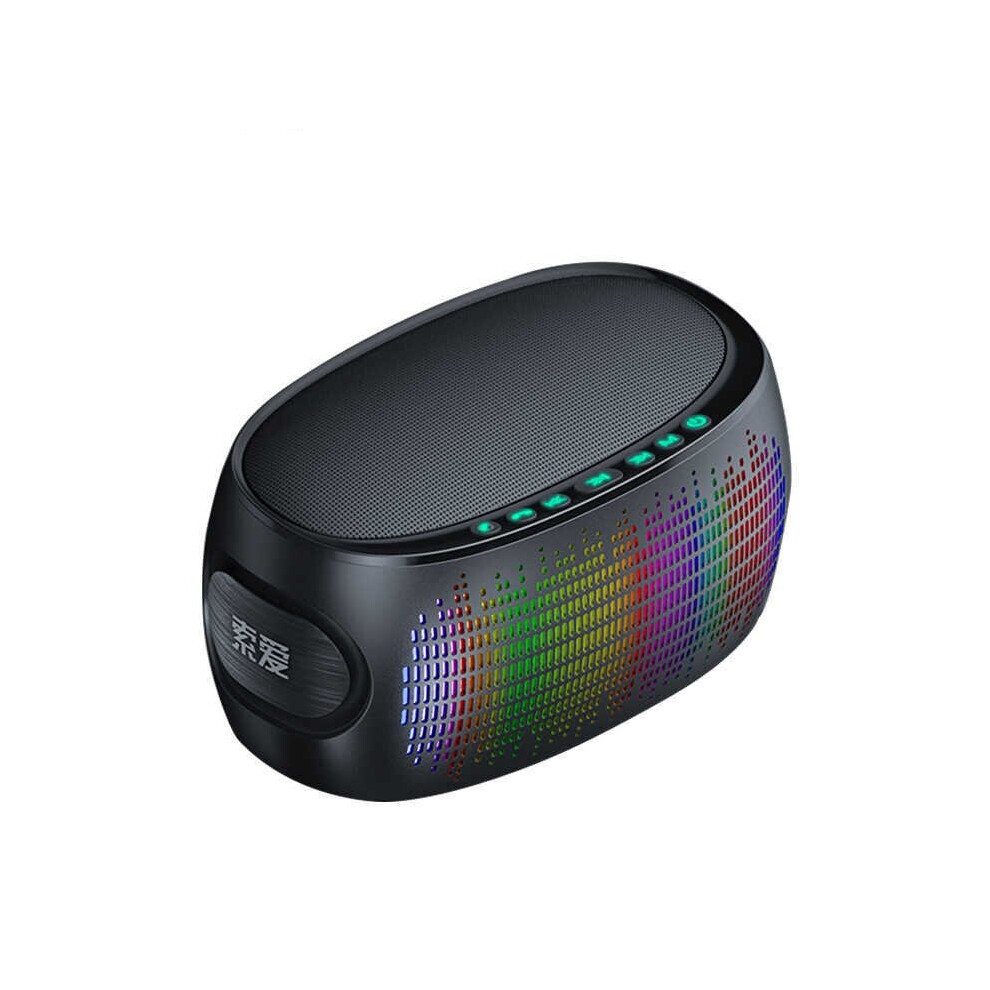 (Black) Hifi Sound 3D Surround Bluetooth Wireless Speaker Aux/U Disk/Tf Card Connection 8H Playtime With Dynamic Colorful Lights Black 6112212092101