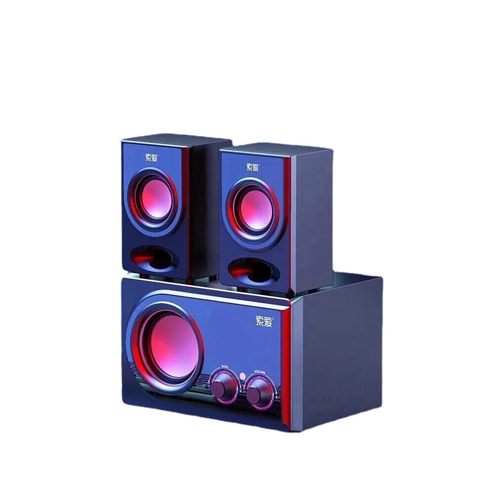 (Updated Version) Wooden Computer Bluetooth 5.0 Speaker Column Large Power Adjustable Bass Subwoofer Wireless Bluetooth LoudSpeaker Music Center