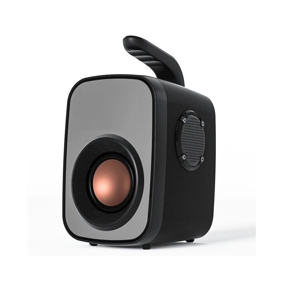 (Standard version black) Portable Bluetooth 5.0 Speaker LED Clock Display Mirror Hi-Fi Super Bass FM Raido High Powerful Boombox Hi-Fi Sound Loudspeaker