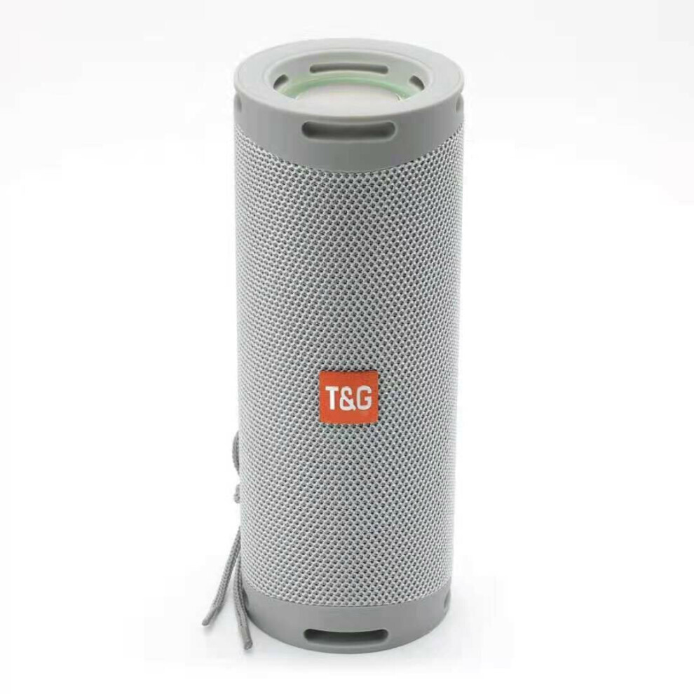 (Grey) Portable Bluetooth Speaker Stereo Column Powerful High BoomBox Bass Support FM Waterproof Outdoor Speaker