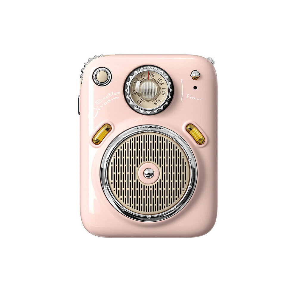 (Pink) Retro Mini Bluetooth Speaker Audio FM Radio TF Card Girlfriend Birthday Gift Portable Outdoor Waterproof Speaker