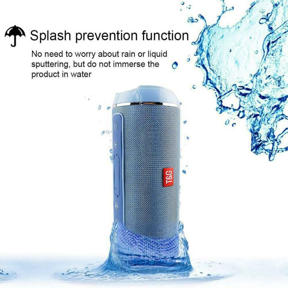 (Blue) Portable Bluetooth Wireless Speaker 3D Stereo Music Sound Sweatproof Colum Outdoor Support FM TF Card U Disk