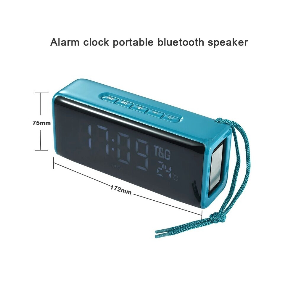 (Green) Bluetooth Speaker LED Temperature Alarm Clock Speaker Portable Column Bluetooth Sound Box Music System with TF AUX U-Disk FM Radio