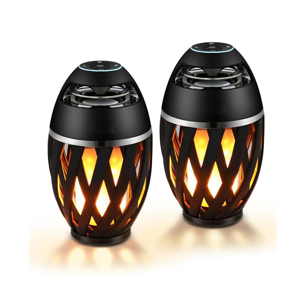 (2Pcs) Flame Bluetooth Speakers Torch Atmosphere Speaker Wireless Portable Outdoor Speaker with LED Flickers Lights