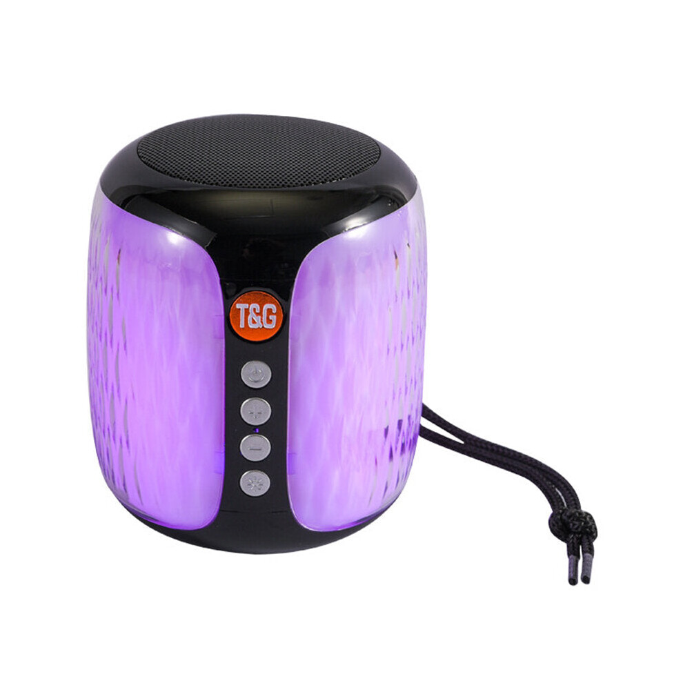 (Black) Portable Speaker Bluetooth 5.0 Wireless Speaker Cylindrical Luminous Lantern Speaker Waterproof TF Card Outdoors Speaker