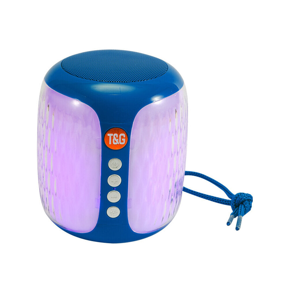 (Blue) Portable Speaker Bluetooth 5.0 Wireless Speaker Cylindrical Luminous Lantern Speaker Waterproof TF Card Outdoors Speaker