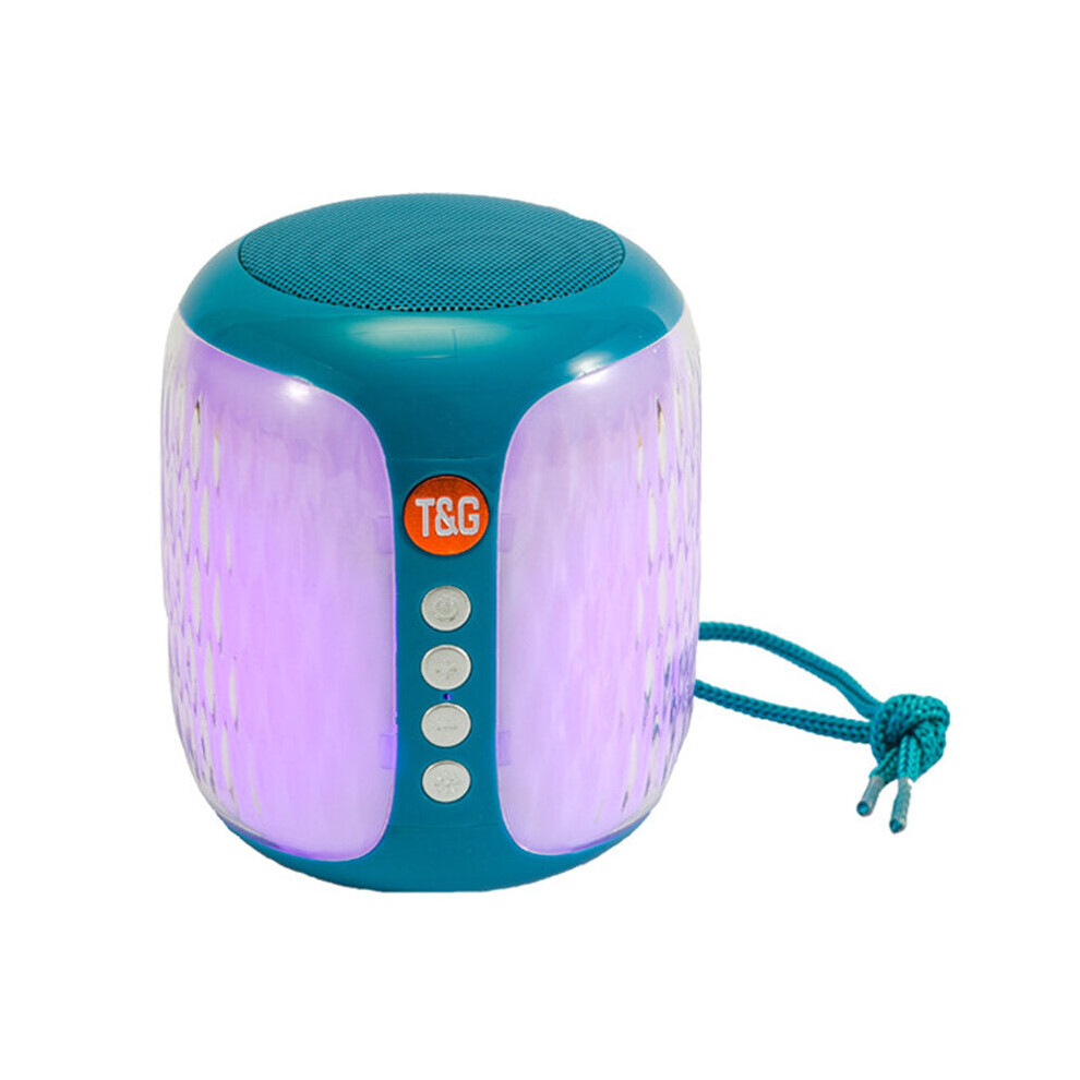 (Green) Portable Speaker Bluetooth 5.0 Wireless Speaker Cylindrical Luminous Lantern Speaker Waterproof TF Card Outdoors Speaker