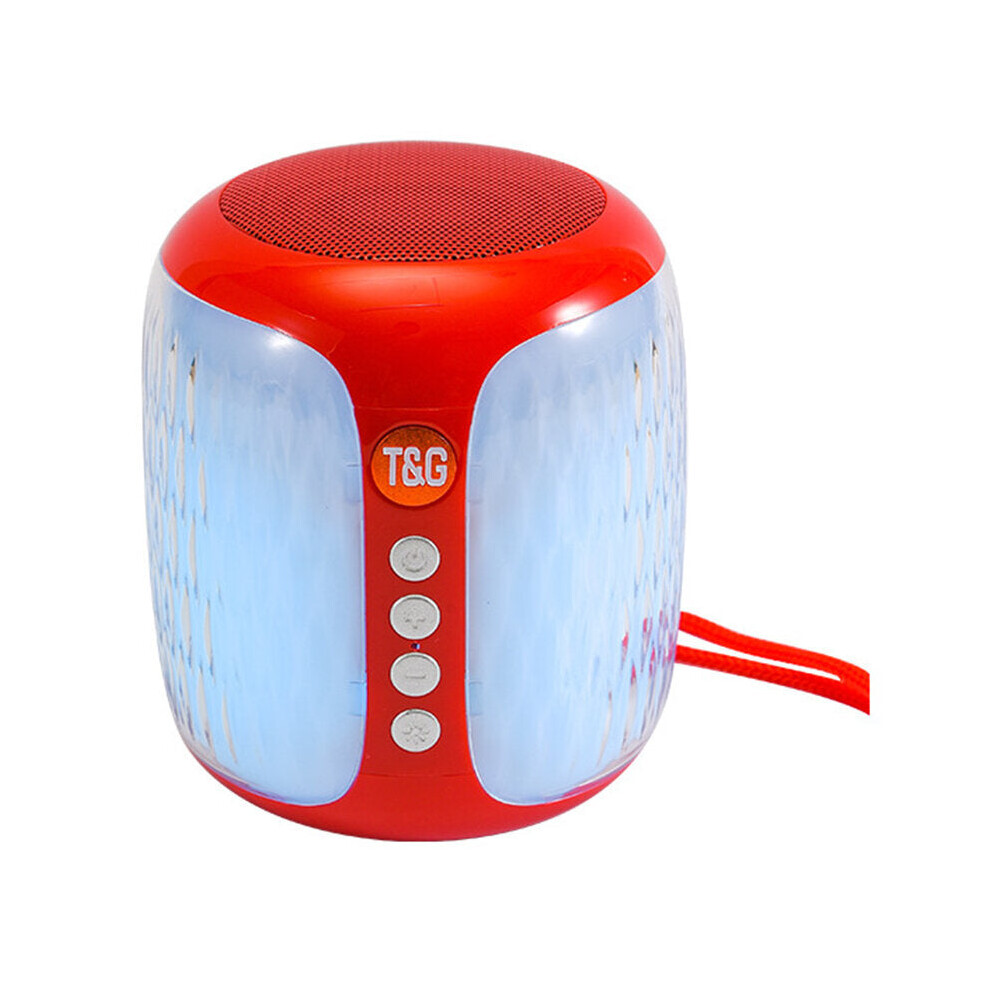 (Red) Portable Speaker Bluetooth 5.0 Wireless Speaker Cylindrical Luminous Lantern Speaker Waterproof TF Card Outdoors Speaker