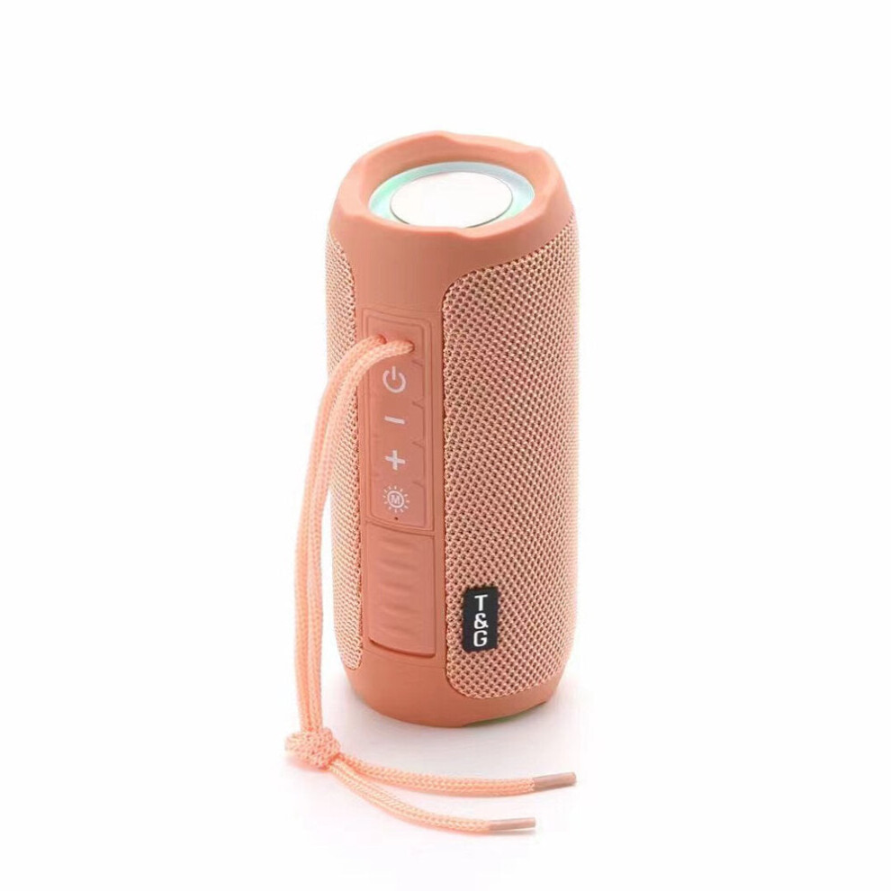 (Pink) Bluetooth Speaker Wireless Speakers LED Lights TF Card AUX Portable Outdoor Speaker with Mic