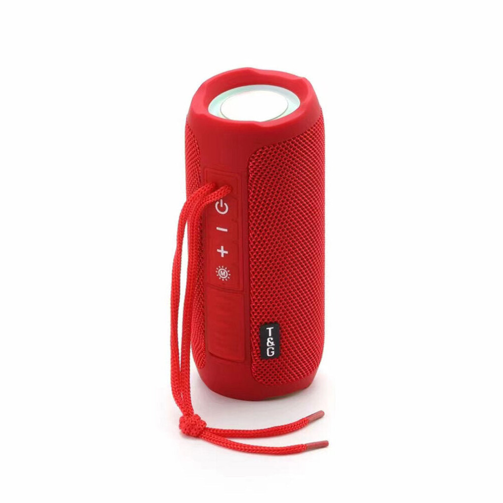 (Red) Bluetooth Speaker Wireless Speakers LED Lights TF Card AUX Portable Outdoor Speaker with Mic