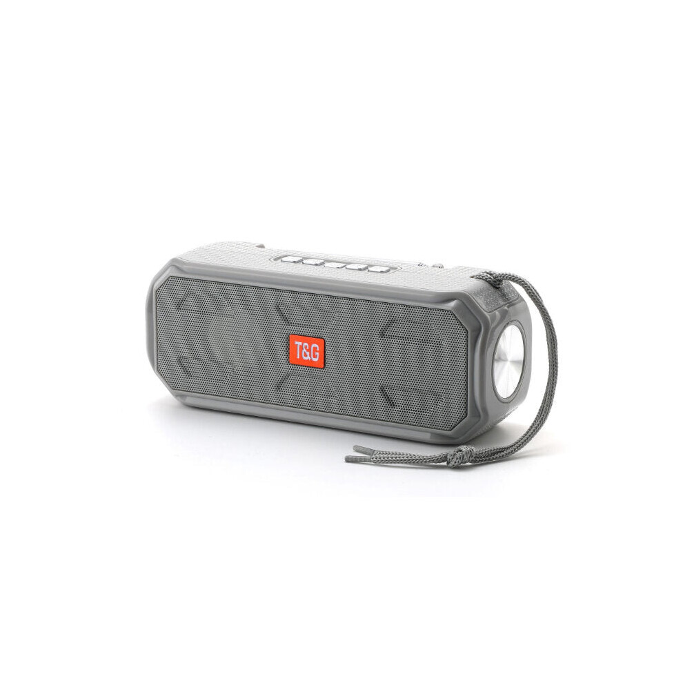 (Grey) Bluetooth Speaker Stereo Bass Music Box Support Tf Fm Radio Usb Aux With Flashlight Portable Outdoor Speaker Grey 6112212092644