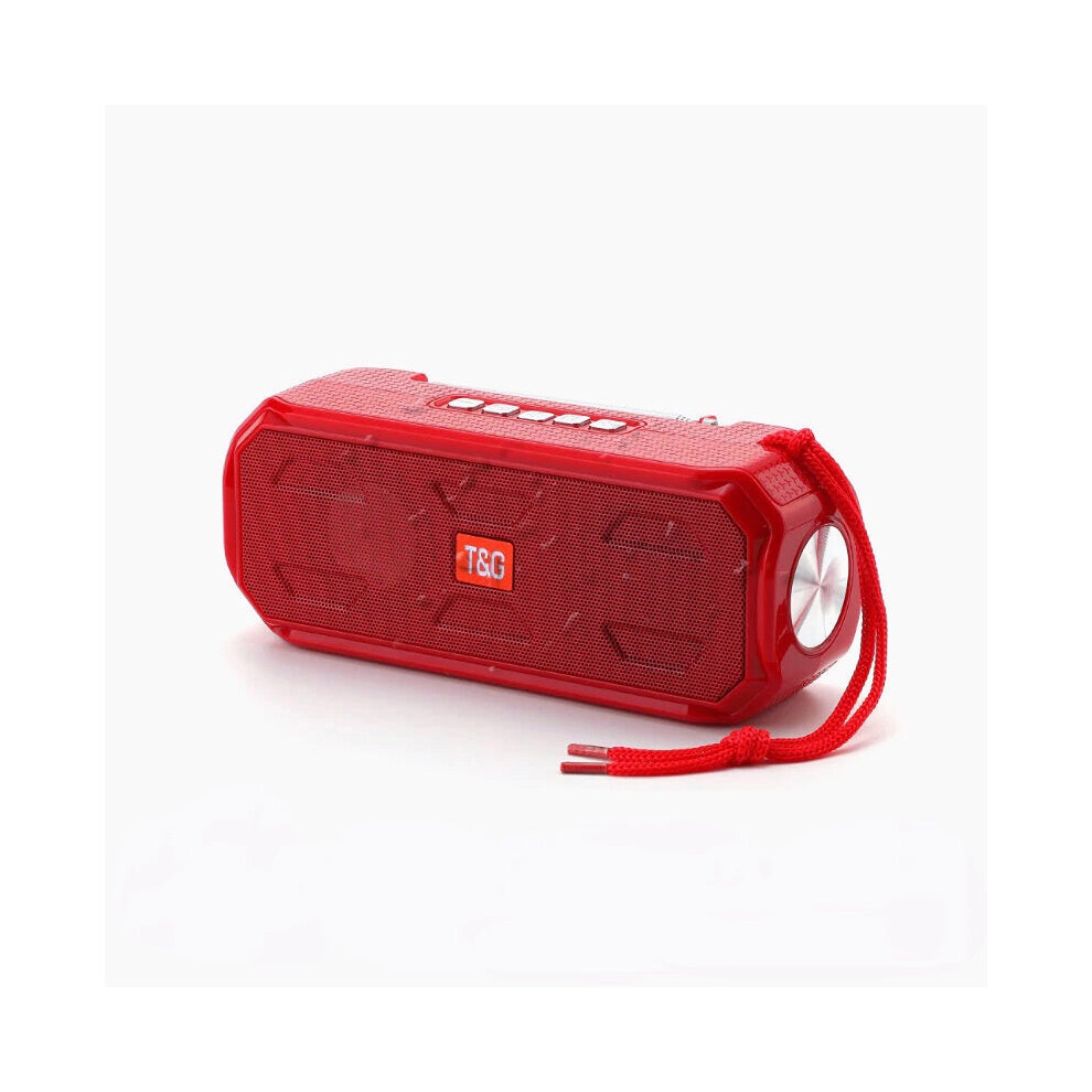 (Red) Bluetooth Speaker Stereo Bass Music Box Support Tf Fm Radio Usb Aux With Flashlight Portable Outdoor Speaker Red 6112212092651