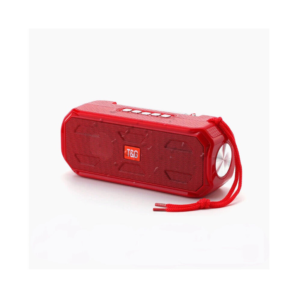 (Red) Bluetooth Speaker Stereo Bass Music Box Support TF FM Radio USB AUX With Flashlight Portable Outdoor Speaker