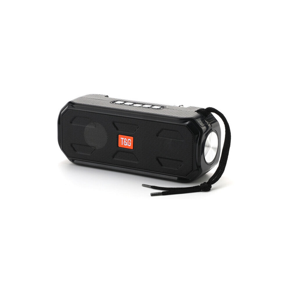 (Black) Bluetooth Speaker Stereo Bass Music Box Support TF FM Radio USB AUX With Flashlight Portable Outdoor Speaker