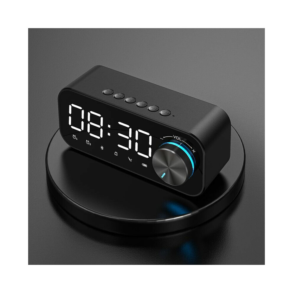 (Black) Bluetooth Subwoofer Music Player Speaker Alarm Clock With FM Radio Broadcast And Dual Alarm Clock Settings