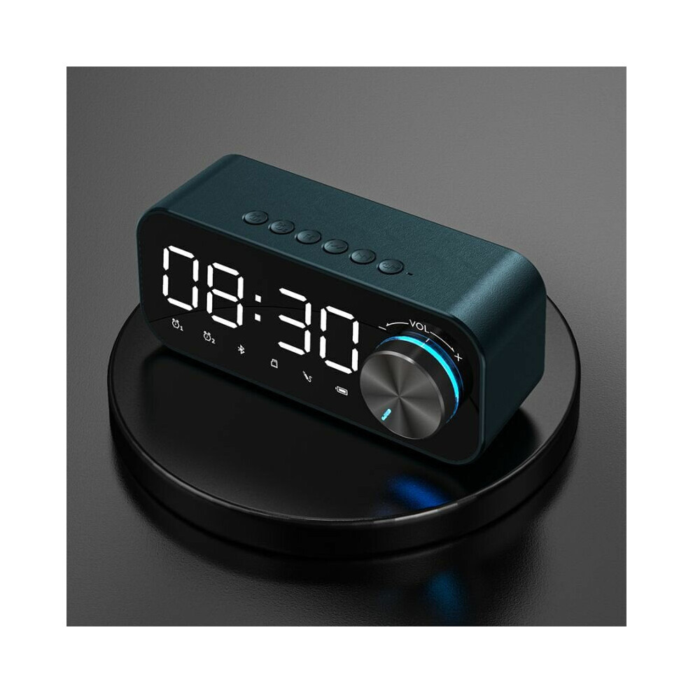 (Blue) Bluetooth Subwoofer Music Player Speaker Alarm Clock With FM Radio Broadcast And Dual Alarm Clock Settings